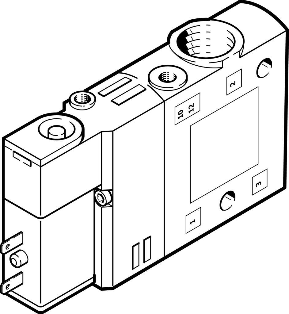 Solenoid valve,Valve function3/2-way, closed, monostable; Type of actuation Electric; Construction width14 mm; Standard nominal flow rate900 l/min.