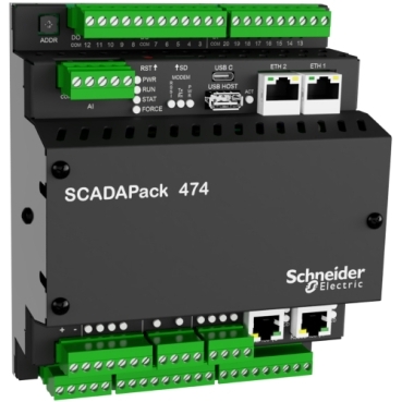 Schneider Smart RTU, SCADAPack 47x | 47xi, supporting DNP3/Modbus/IEC 60870, no flowrun license, 2 analog output [TBUP474-UA50-BB00S]