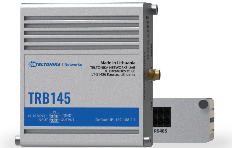 TELTONIKA 4G (LTE) – Cat 1 up to 10 Mbps, 3G – Up to 42 Mbps, 2G – Up to 236.8 kbps Gateway [TRB145]