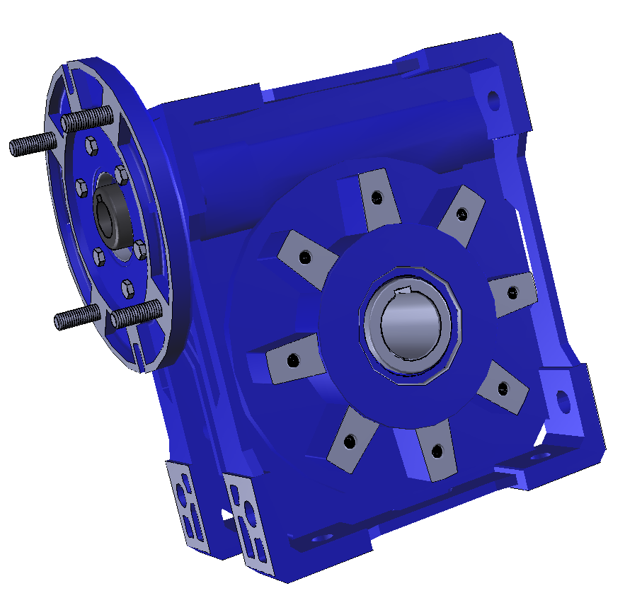 STM Worm Gearbox Without Motor, RMI Series, Size: 85 , Ratio:49, Input PAM 90B14, Mounting: D, M3, shaft Dia 32 mm